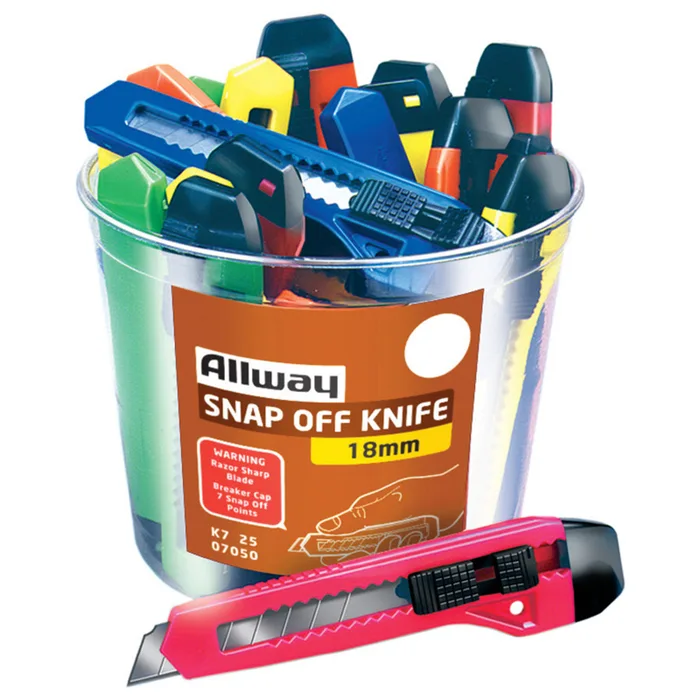 Allway 6-1/4 in. Snap-Off Utility Knife Assorted 25 pk (Pack of 25)