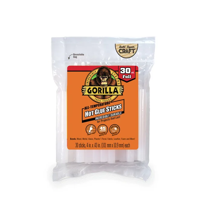 Gorilla High Strength Clear Hot Glue Sticks 30 pc (Pack of 6)