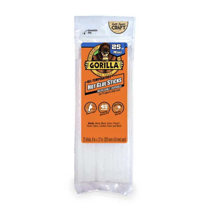 Gorilla Mini High Strength Clear Hot Glue Sticks 25 pc