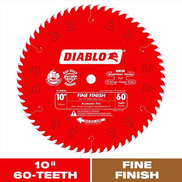 Diablo 10 in. D X 5/8 in. Fine Finish TiCo Hi-Density Carbide Circular Saw Blade 60 teeth 1 pk