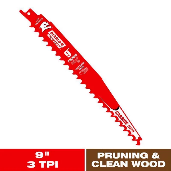Diablo Demo Demon 9 in. Carbide Tipped Pruning & Clean Wood Reciprocating Saw Blade 3 TPI 1 pk (Pack of 5)