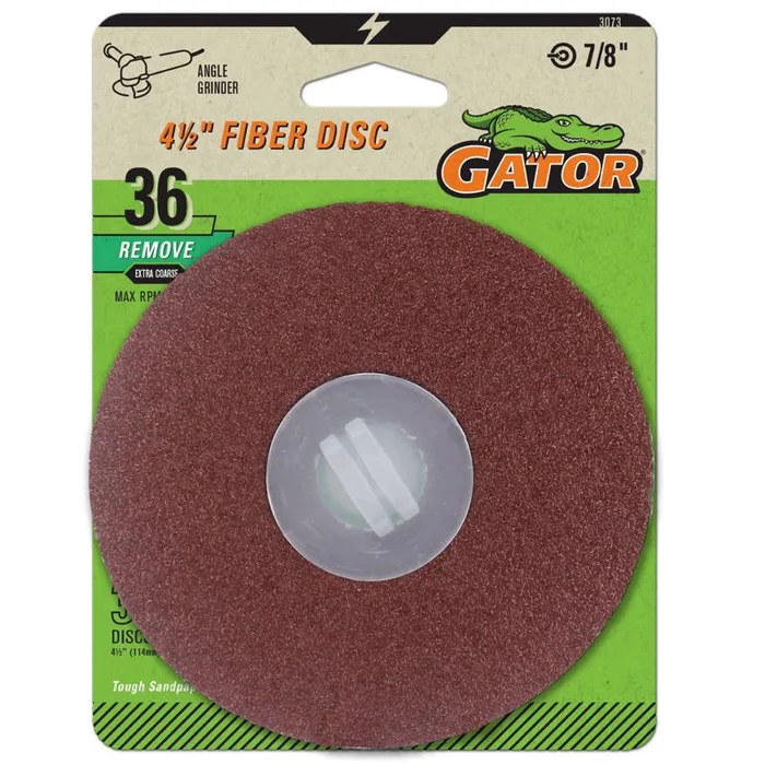 Gator 4.5 in. Aluminum Oxide Center Mount Fiber Disc 36 Grit Extra Coarse 3 pk (Pack of 5)