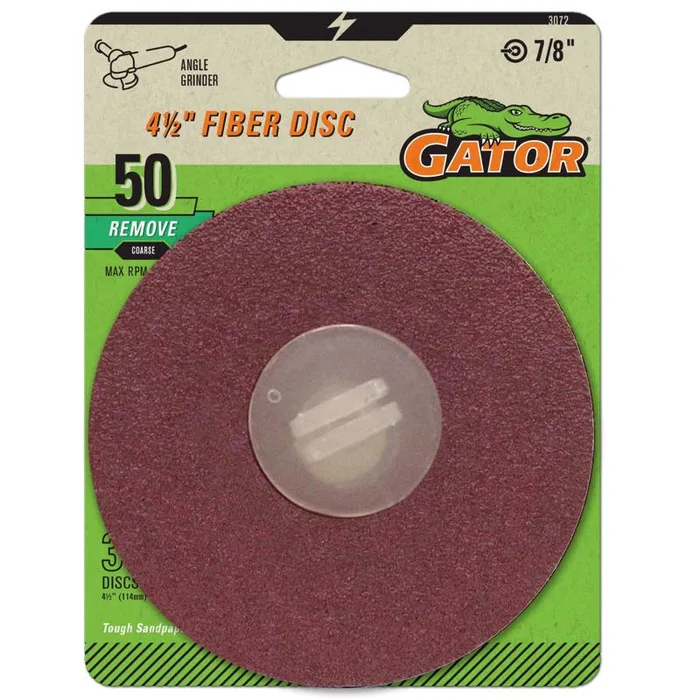Gator 4.5 in. Aluminum Oxide Center Mount Fiber Disc 50 Grit Coarse 3 pk (Pack of 5)