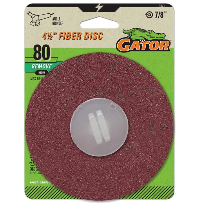Gator 4.5 in. Aluminum Oxide Center Mount Fiber Disc 80 Grit Medium 3 pk (Pack of 5)