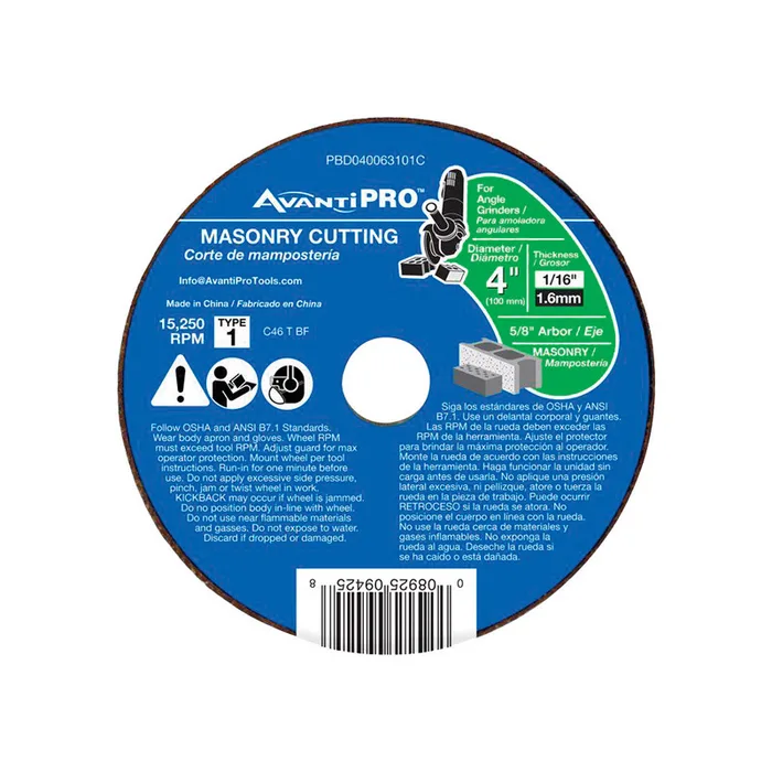 Avanti Pro 4 in. D X 5/8 in. X 1/16 in. thick Aluminum Oxide Masonry Cut-Off Disc