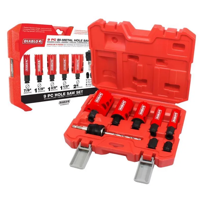 Diablo Snap-Lock Plus Bi-Metal Diablo Mandrel 2-3/8 in. L Hole Saw Kit Arbor Included