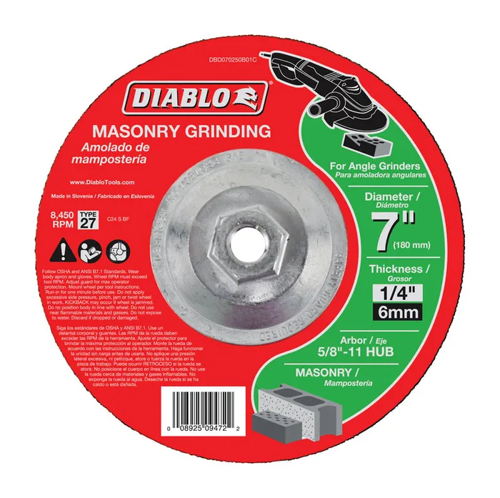 Diablo 7 in. D X 5/8 in. X 1/4 in. thick Silicon Carbide Masonry Circular Cut-Off Disc 1 pc