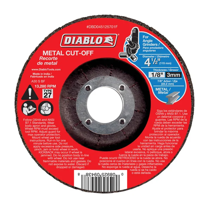 Diablo 4-1/2 in. D X 7/8 in. X 1/8 in. thick Aluminum Oxide Metal Cut-Off Disc 1 pk