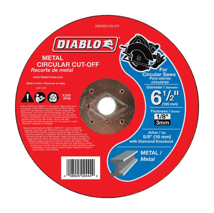 Diablo 6-1/2 in. D X 5/8 in. X 1/8 in. thick Aluminum Oxide Metal Circular Cut-Off Disc 1 pk