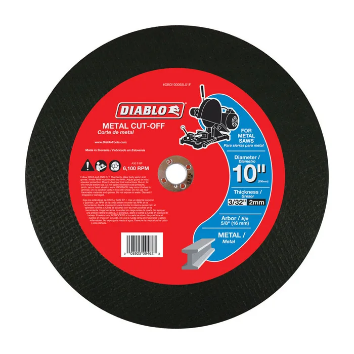 Diablo 10 in. D X 5/8 in. X 3/32 in. thick Aluminum Oxide Metal Cut-Off Disc 1 pk