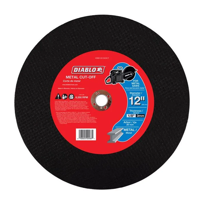 Diablo 12 in. D X 20 mm X 1/8 in. thick Aluminum Oxide High Speed Metal Cut-Off Disc 1 pk