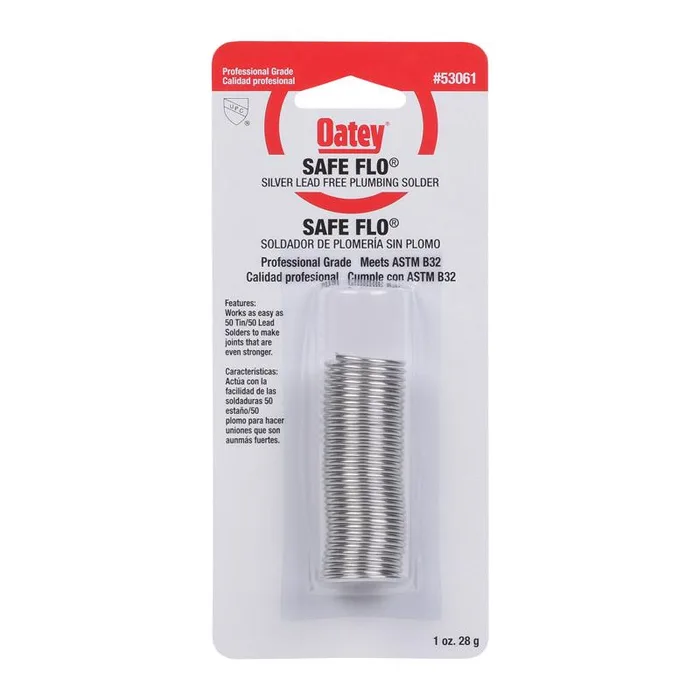 Oatey Safe-Flo 1 oz Lead-Free Plumbing Wire Solder Silver Bearing 50/50 1 pc