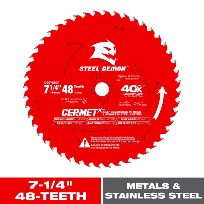 Diablo Steel Demon 7-1/4 in. D X 5/8 in. Cermet Metal Saw Blade 48 teeth 1 pk (Pack of 5)