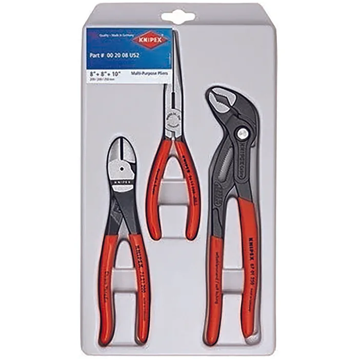 Knipex 3 pc Chrome Vanadium Steel Universal with Cobra Pliers Set