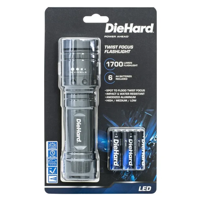 Dorcy DieHard 2000 lm Gray LED Flashlight AA Battery