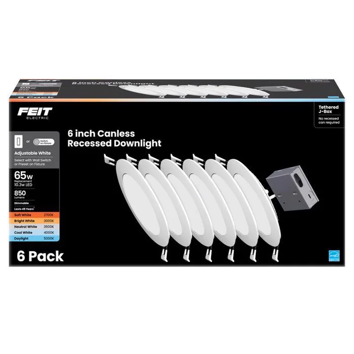 Feit LED Retrofits White 7.1 in. W LED Canless Recessed Downlight 13 W