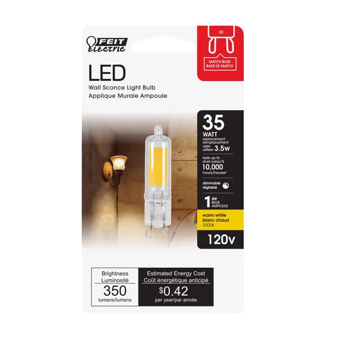 Feit T4 G9 LED Bulb Bright White 35 Watt Equivalence 1 pk