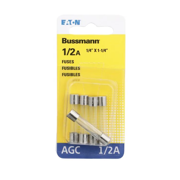 Bussmann 0.5 amps Fast Acting Glass Fuse 5 pk