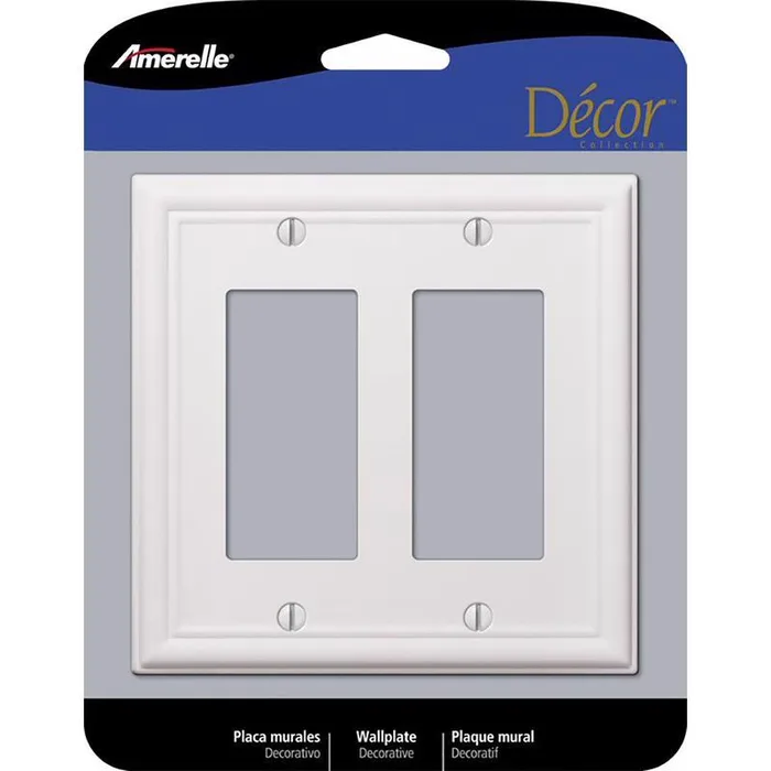 Amerelle Chelsea White 2 gang Stamped Steel Decorator Wall Plate 1 pk