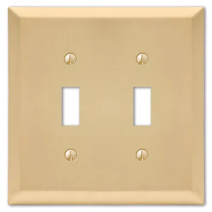 Amerelle Century Satin Brass 2 gang Stamped Steel Toggle Wall Plate 1 pk