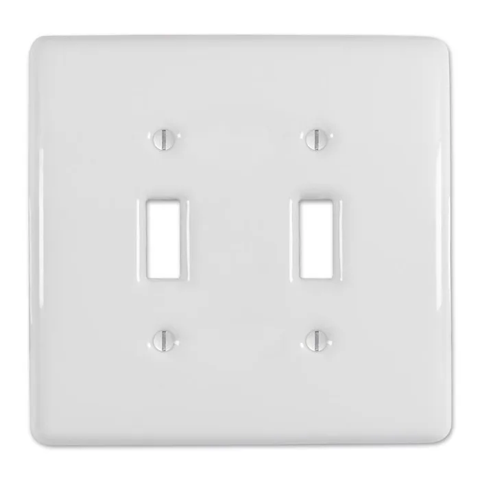 Amerelle Metro White 2 gang Ceramic Toggle Wall Plate 1 pk
