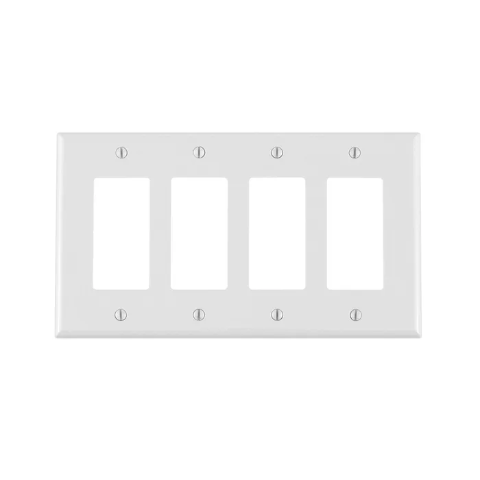 Leviton White 4 gang Thermoplastic Nylon Decorator Wall Plate 1 pk