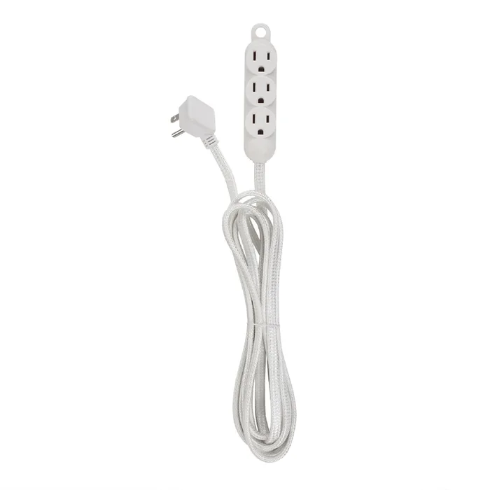 Globe Electric Designer Indoor 12 ft. L White Triple Outlet Cord 16/3 (Pack of 8)