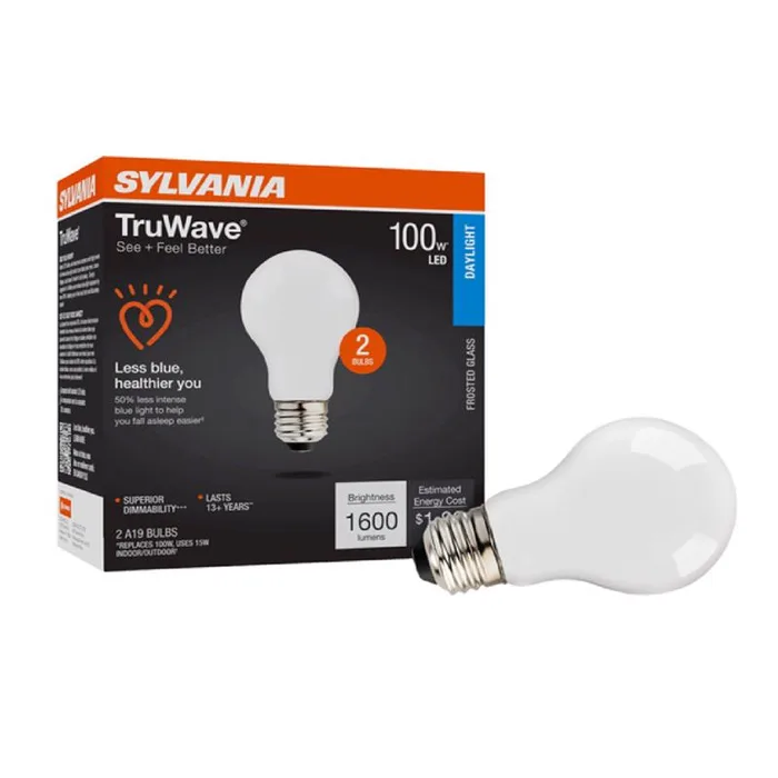 Sylvania TruWave A19 E26 (Medium) LED Bulb Daylight 100 Watt Equivalence 2 pk