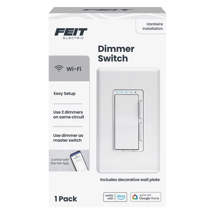Feit Smart Home White 150 W Toggle Smart-Enabled Dimmer Switch 1 pk