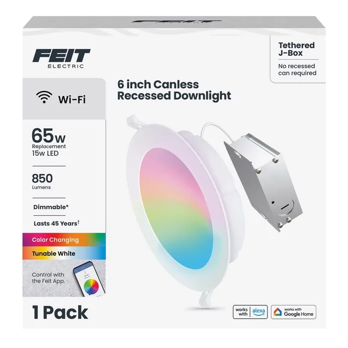 Feit Smart Home Frost White 6 in. W Aluminum LED Smart-Enabled Canless Recessed Downlight 15 W