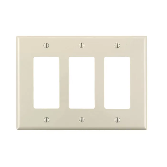 Leviton Decora Light Almond 3 gang Thermoplastic Nylon Decorator Wall Plate 1 pk