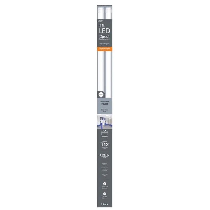 Feit T12 Cool White 48 in. Bin-Pin T12 LED Linear Lamp 40 Watt Equivalence 2 pk (Pack of 10)