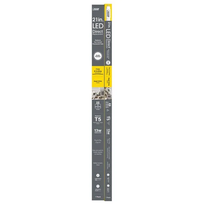 Feit T5 Bright White 21 in. Bi-Pin Linear LED Linear Lamp 13 Watt Equivalence 1 pk (Pack of 6)