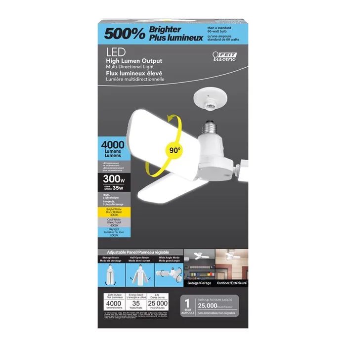 Feit Wide Surface E26 (Medium) LED Garage Bulb Bright White 300 Watt Equivalence 1 pk