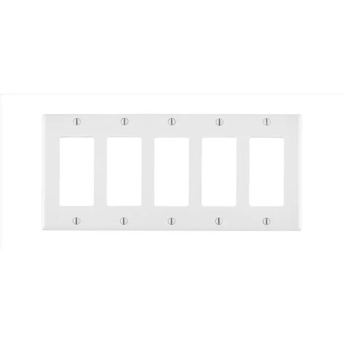 Leviton White 5 gang Thermoset Plastic Decorator Wall Plate 1 pk