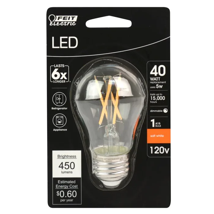 Feit A15 E26 (Medium) Filament LED Bulb Soft White 40 Watt Equivalence 1 pk (Pack of 6)