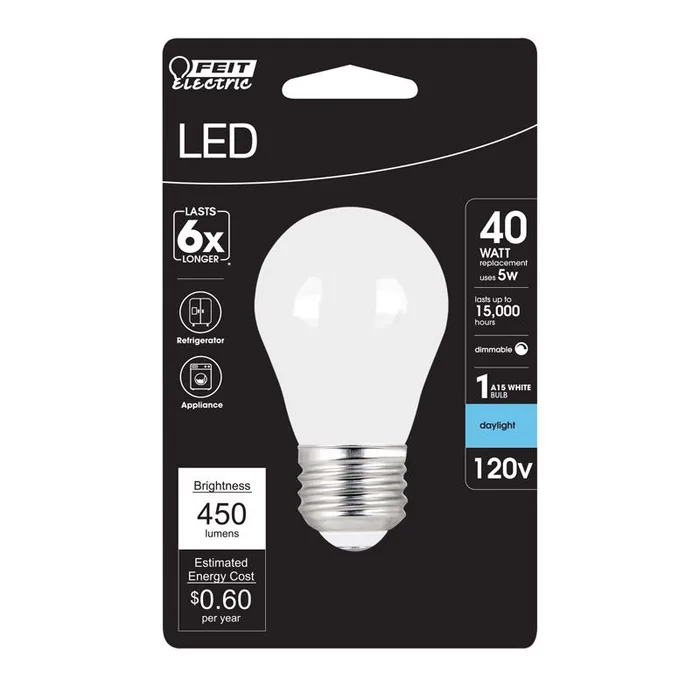 Feit A15 E26 (Medium) Filament LED Bulb Daylight 40 Watt Equivalence 1 pk (Pack of 6)