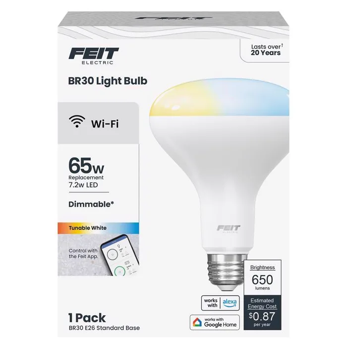 Feit BR30 E26 (Medium) Smart-Enabled LED Bulb Tunable White 65 Watt Equivalence 1 pk