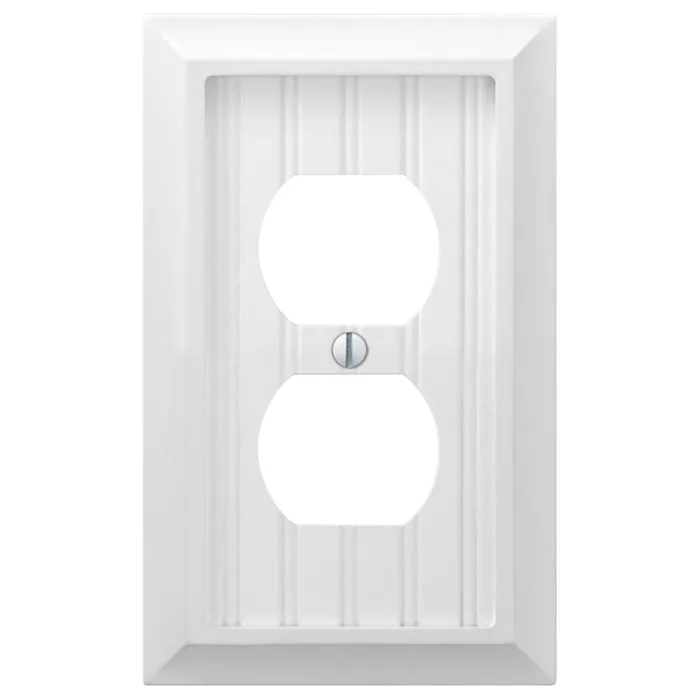 Amerelle Cottage Matte White 2 gang Compressed Composite Duplex Wall Plate (Pack of 4)