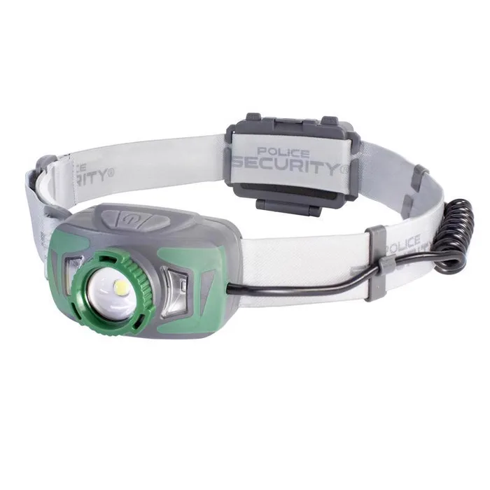 Police Security Twin Power 800 lm Gray/Green LED Rechargeable Head Lamp AAA Battery