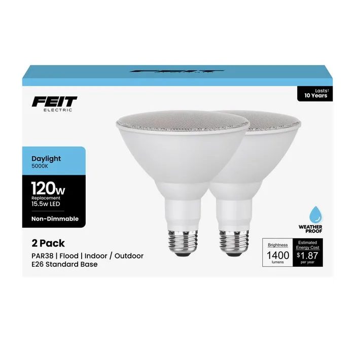 Feit PAR38 E26 (Medium) LED Bulb Daylight 120 Watt Equivalence 2 pk