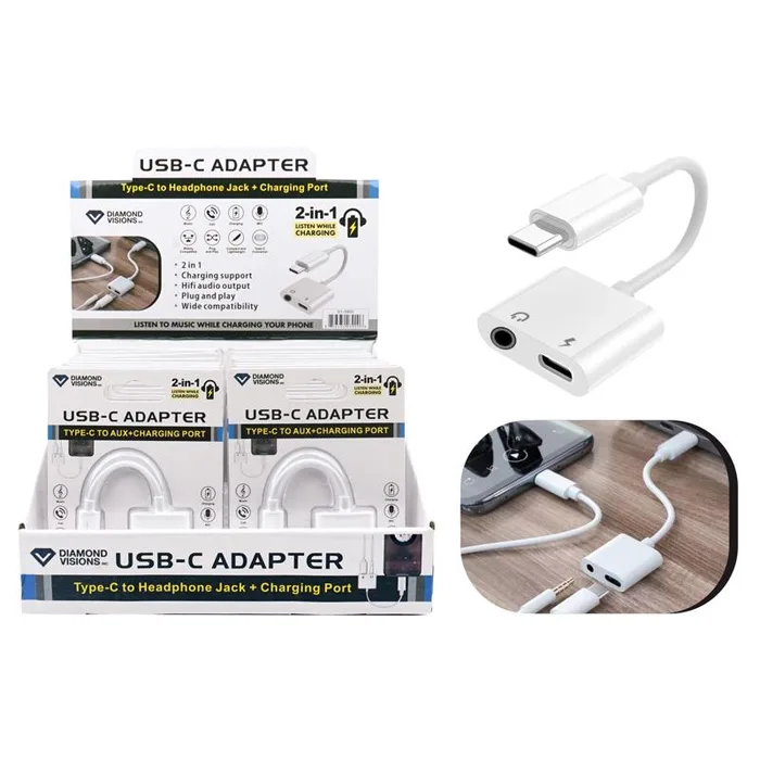 Diamond Visions White Diamond Visions Inc 2 in 1 Adapter For All Smartphones (Pack of 18)