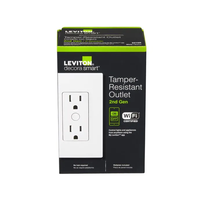 Leviton Decora Smart 15 amps 120 V Duplex White Tamper Resistant Outlet 5-15R 1 pk (Pack of 2)