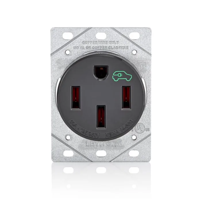 Leviton EV Charging 50 amps 250 V Single Black Outlet 14-50R 1 pk