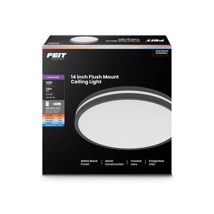 Feit 2.6 in. H X 14 in. W X 14 in. L Matte Black Black Ceiling Fixture