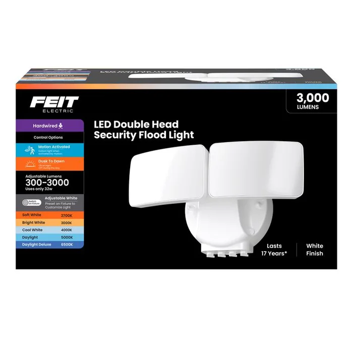 Feit Motion-Sensing Hardwired LED White Security Floodlight