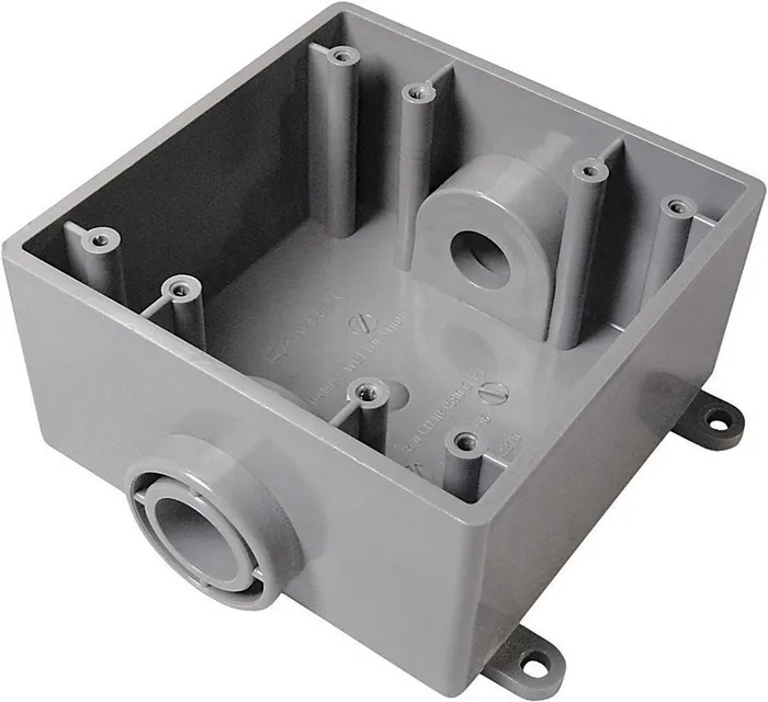 Cantex New and Old Work 32 cu in Square PVC 2 gang Outlet Box Gray