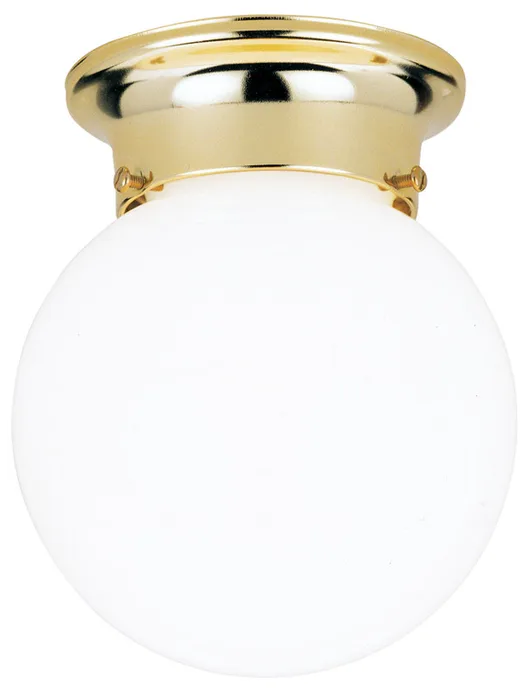 Westinghouse 7-1/4 in. H X 6 in. W X 6 in. L Polished Brass White Ceiling Light