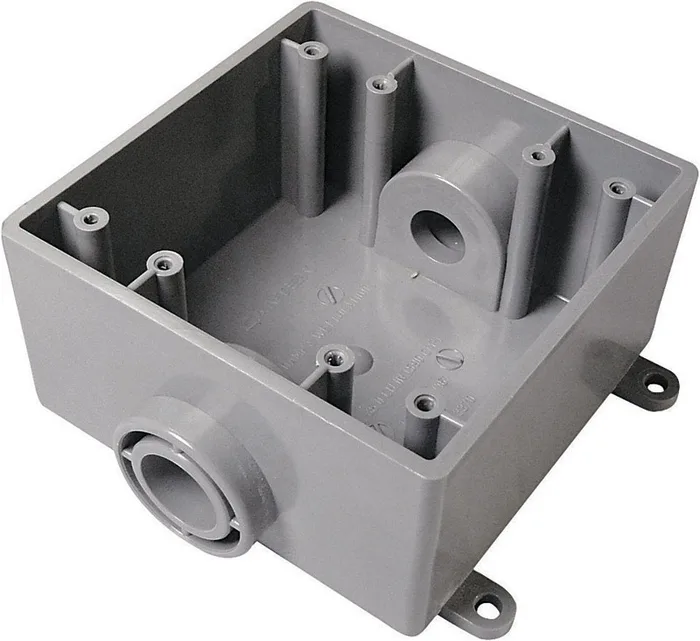 Cantex New and Old Work 32 cu in Square PVC 2 gang Outlet Box Gray