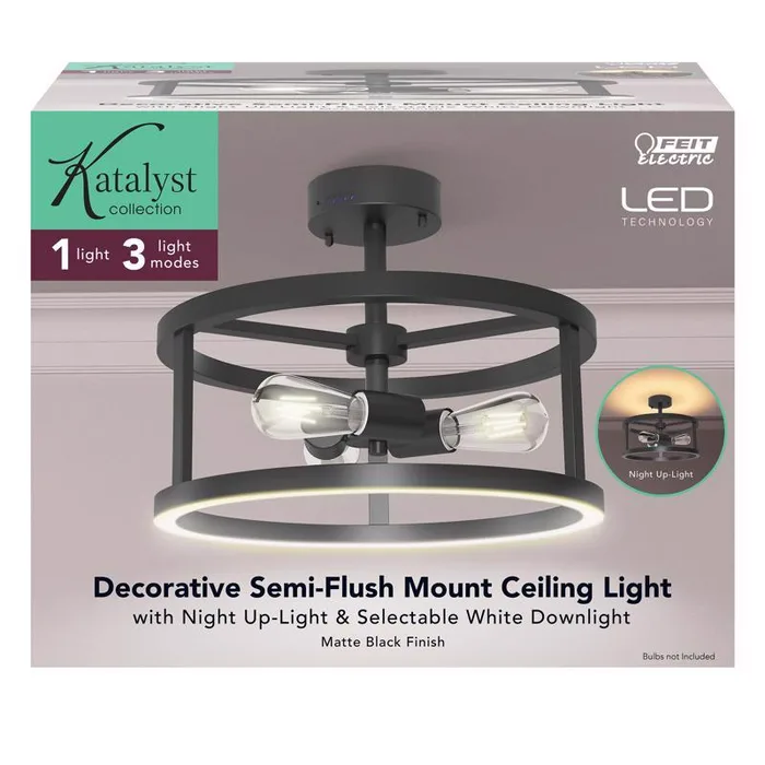 Feit 54 in. H X 15 in. W X 15 in. L Matte Black LED Ceiling Light Fixture